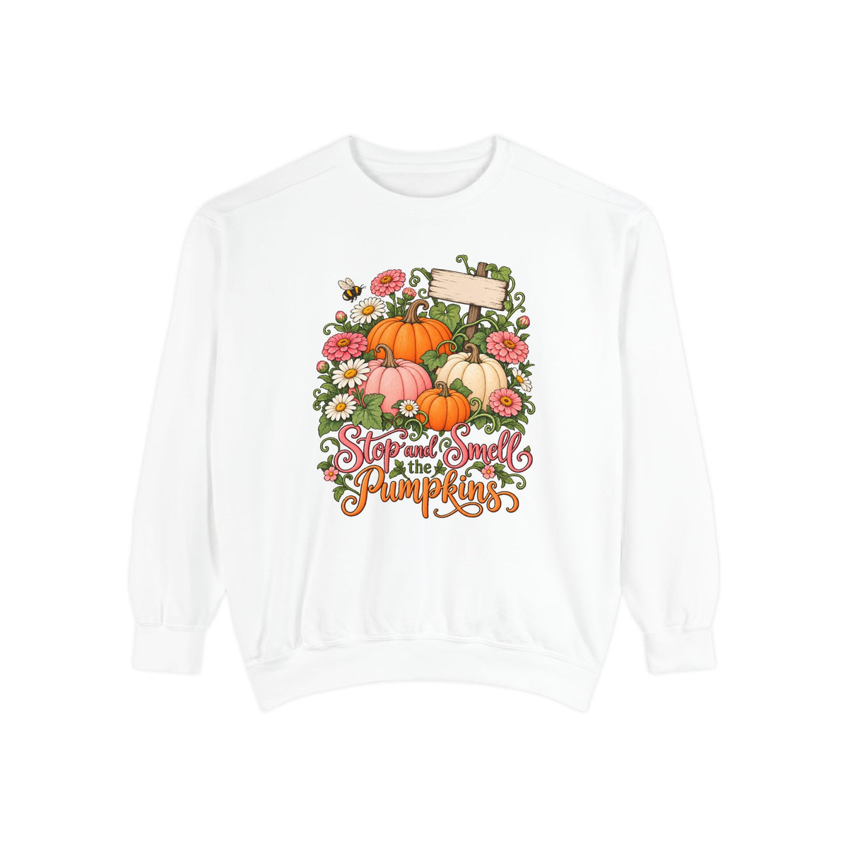 Stop and Smell the Pumpkins Sweatshirt – White