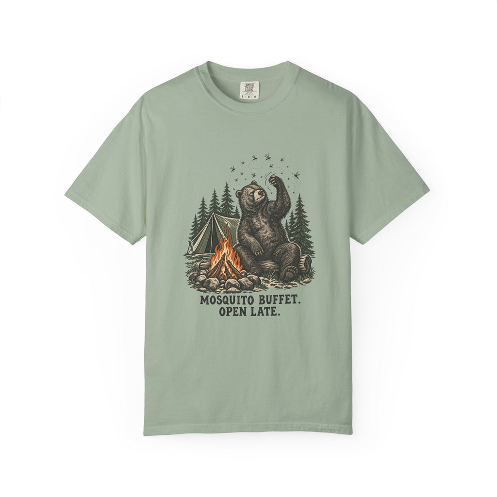 Mosquito Buffet. Open Late. T-Shirt – Bay