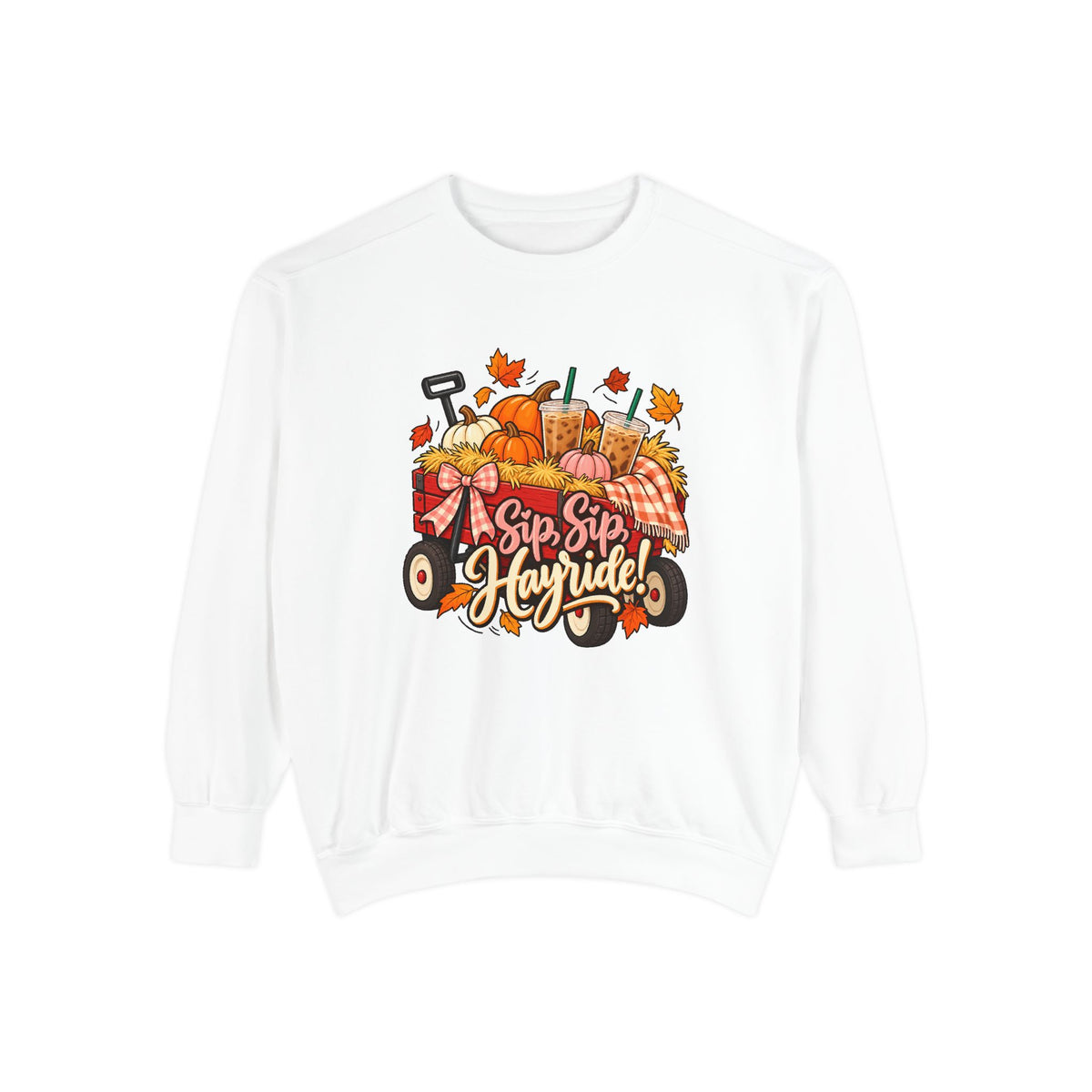 Sip, Sip, Hayride! Sweatshirt – White
