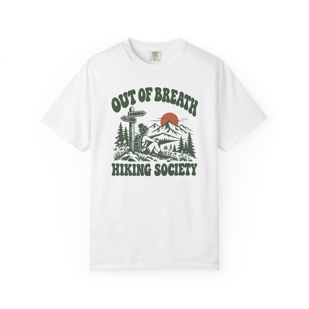 Out of Breath Hiking Society Trail Sign T-Shirt