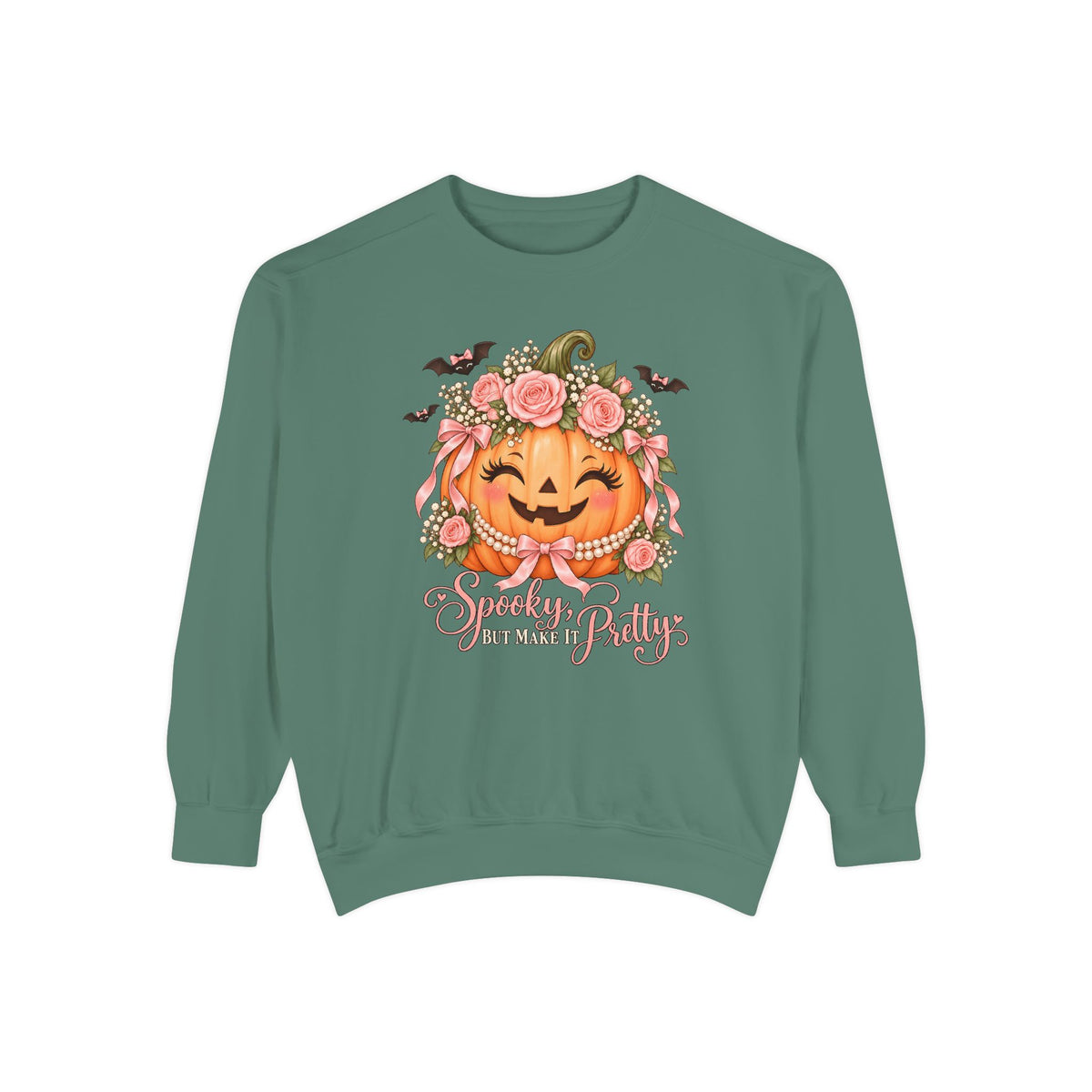 Spooky, But Make It Pretty Sweatshirt – Light Green