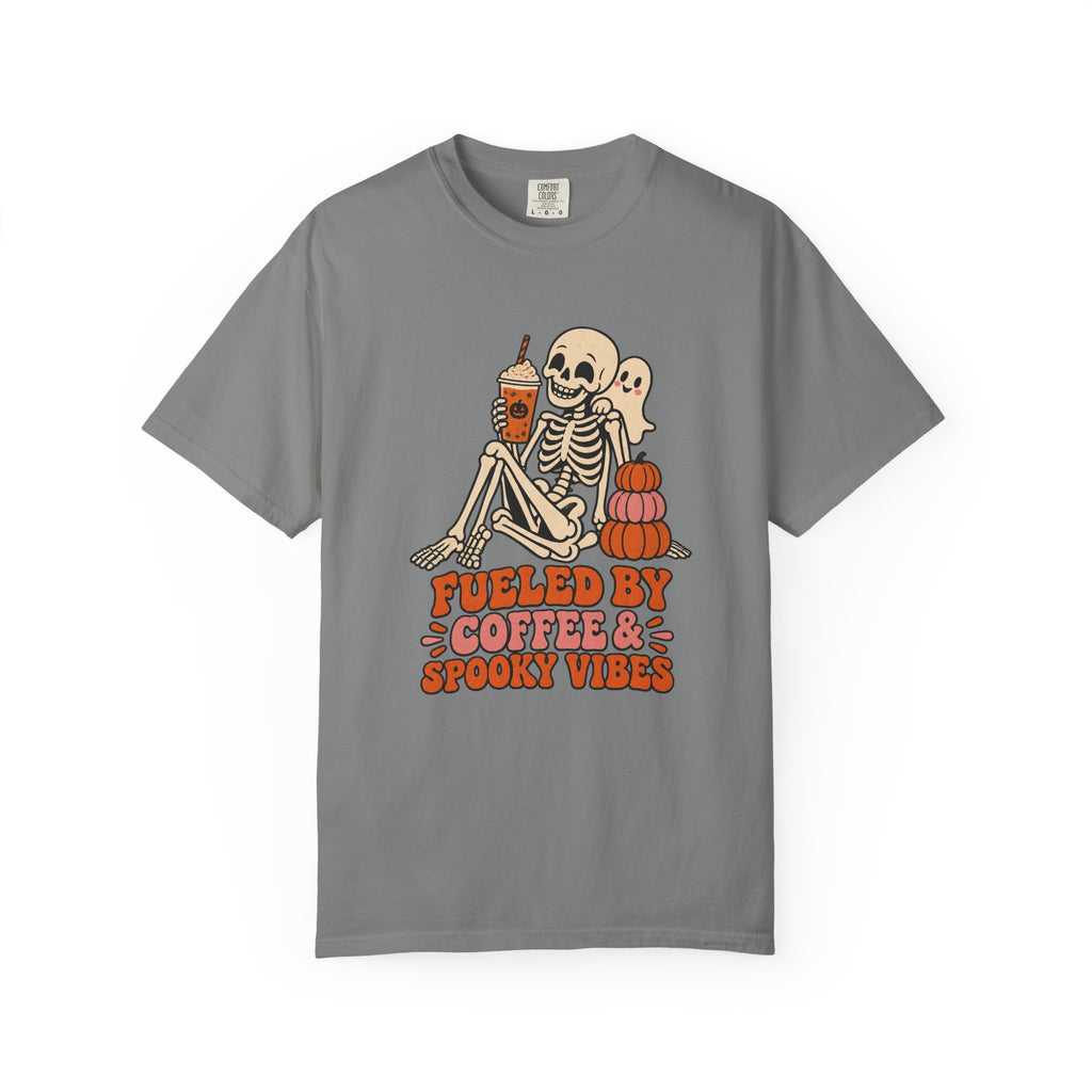 Fueled by Coffee & Spooky Vibes T-Shirt – Grey