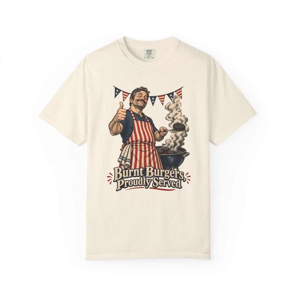 Burnt Burgers, Proudly Served T-Shirt – Ivory