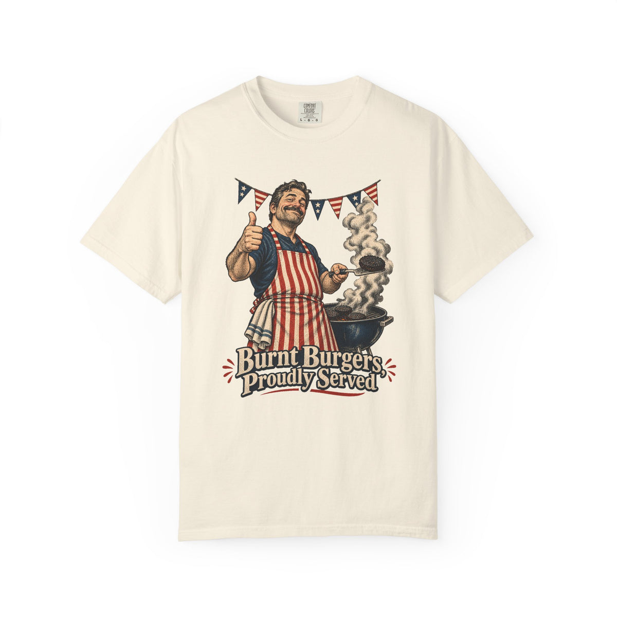 Burnt Burgers, Proudly Served T-Shirt – Ivory