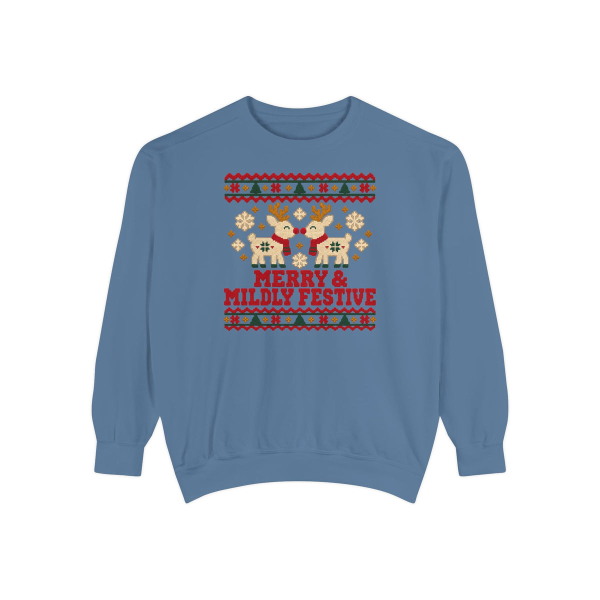 Merry & Mildly Festive Ugly Christmas Sweatshirt – Blue Jean