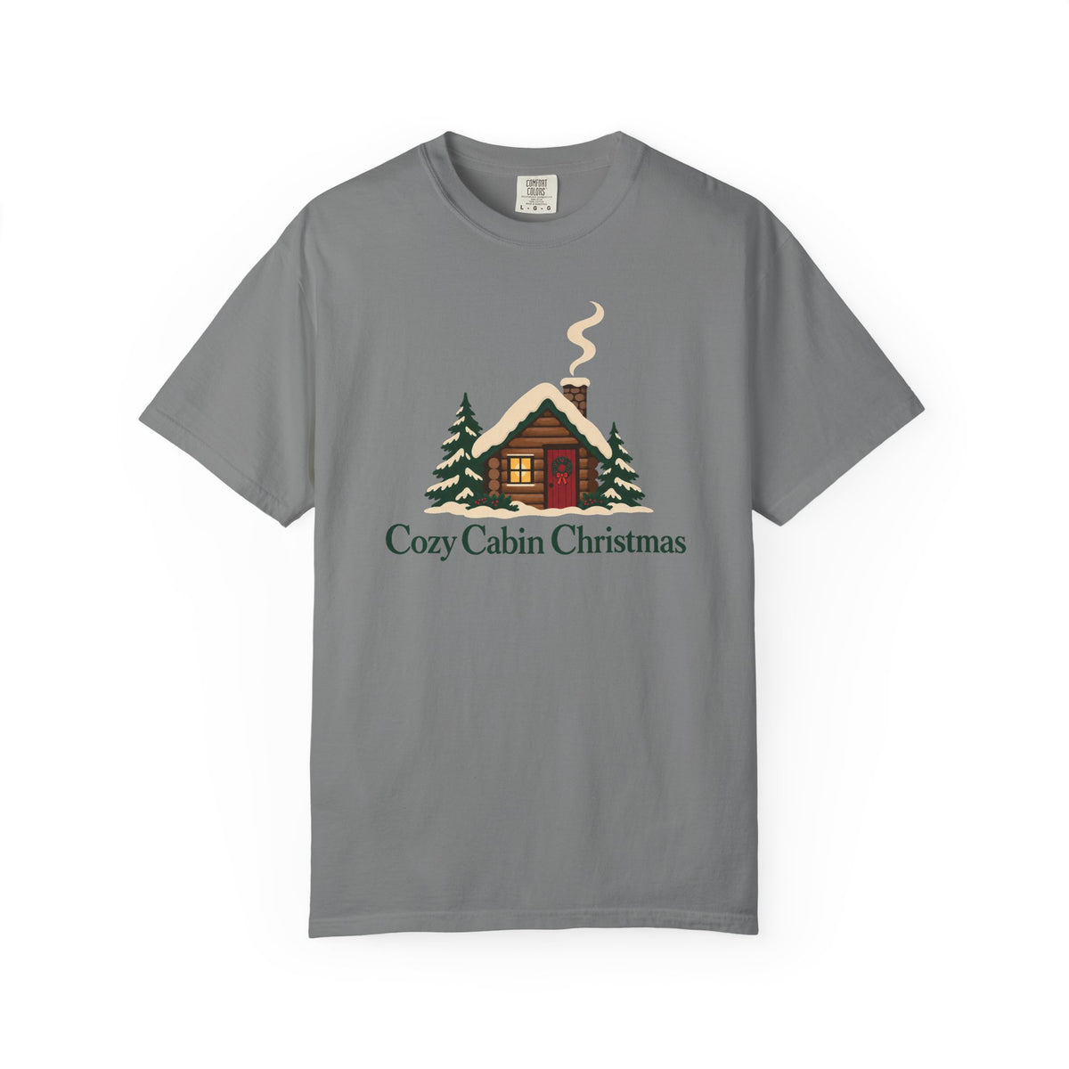 Cozy Cabin Christmas T-Shirt – Grey