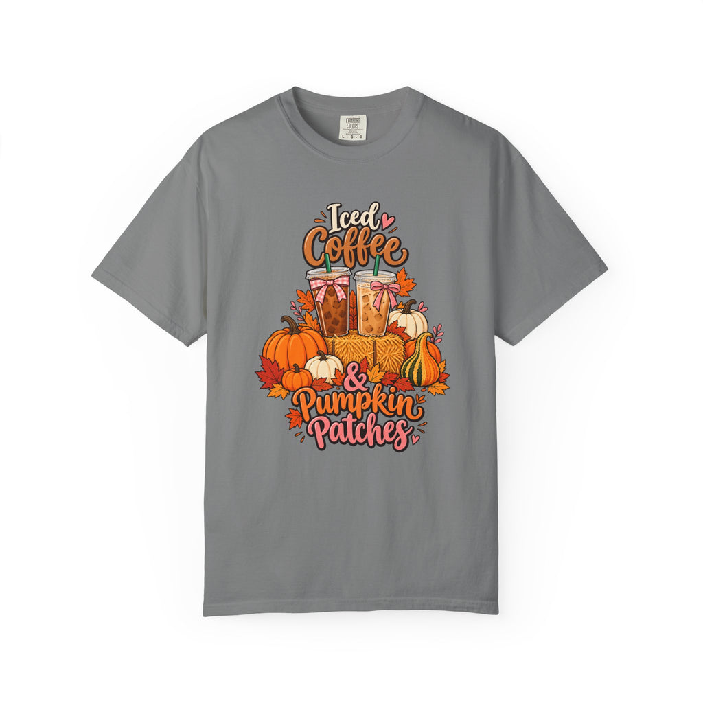 Iced Coffee & Pumpkin Patches T-Shirt – Grey