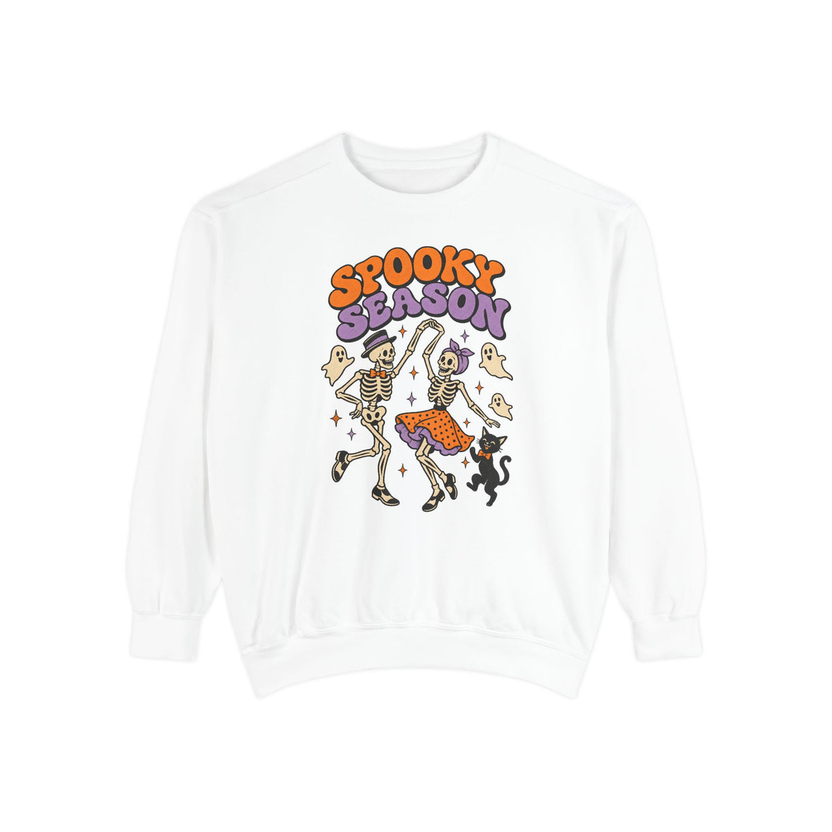 Spooky Season Dancing Skeletons Sweatshirt – White