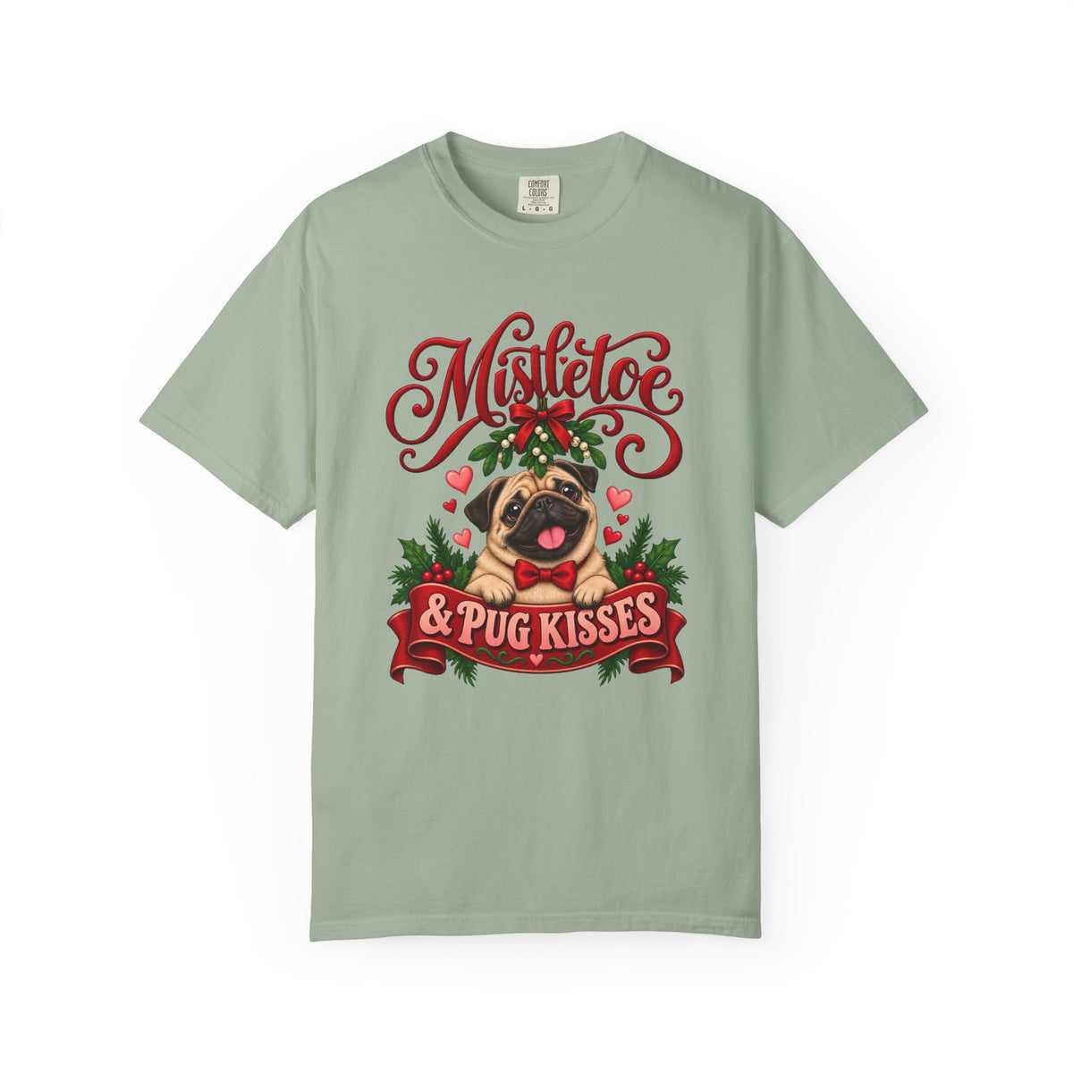 Mistletoe & Pug Kisses T-Shirt – Bay