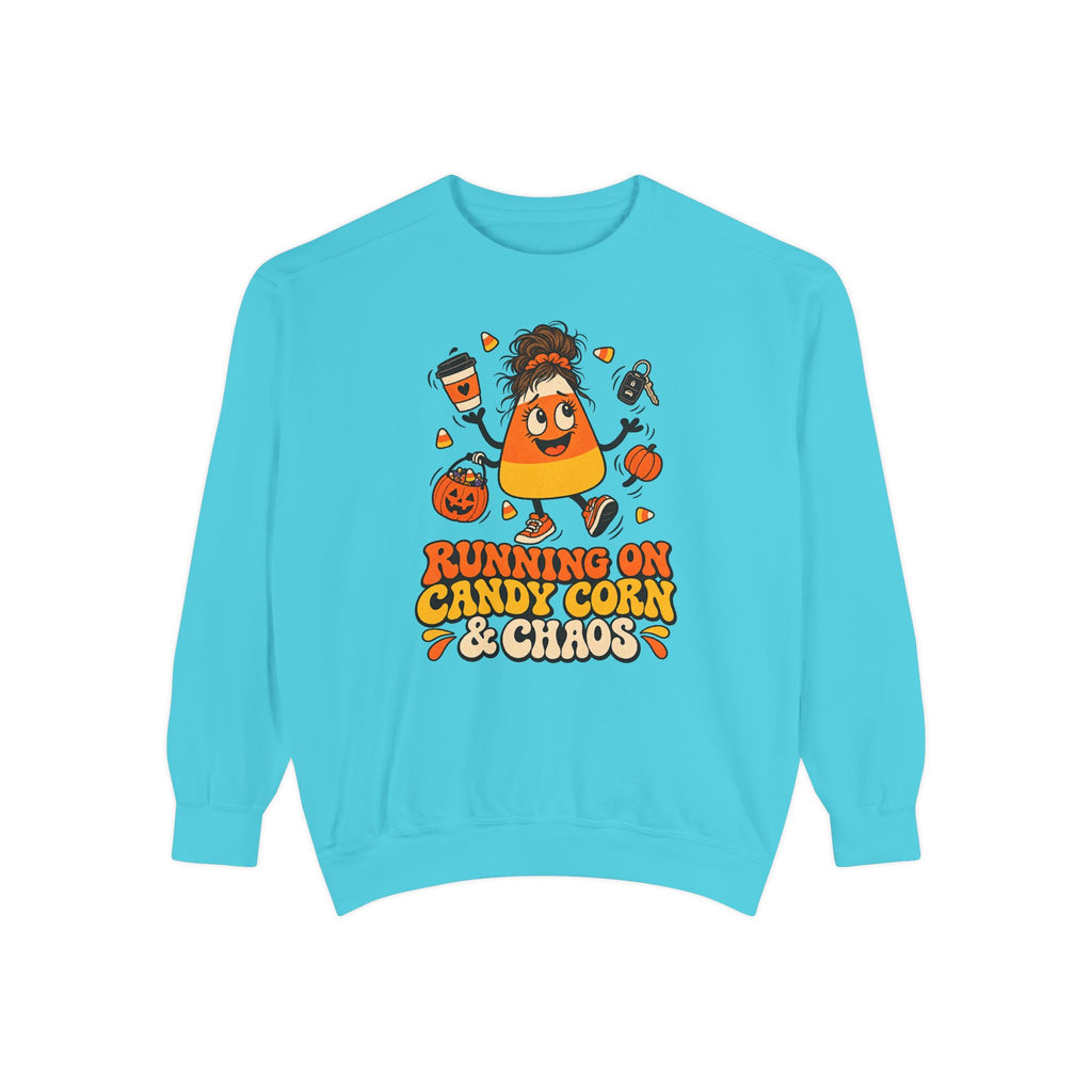 Running on Candy Corn and Chaos Sweatshirt – front view
