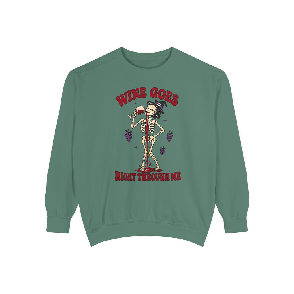 Wine Goes Right Through Me Sweatshirt – Light Green