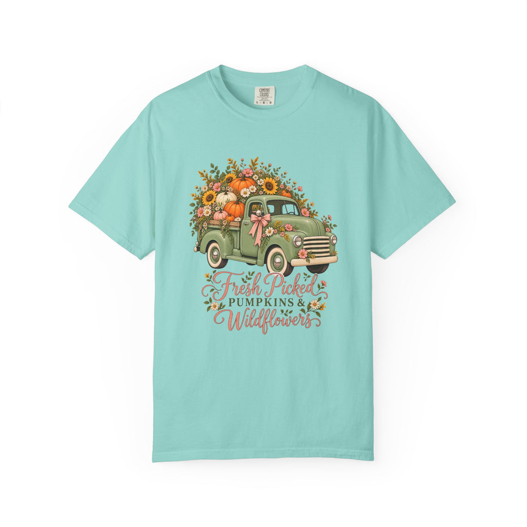 Fresh Picked Pumpkins & Wildflowers T-Shirt – Chalky Mint