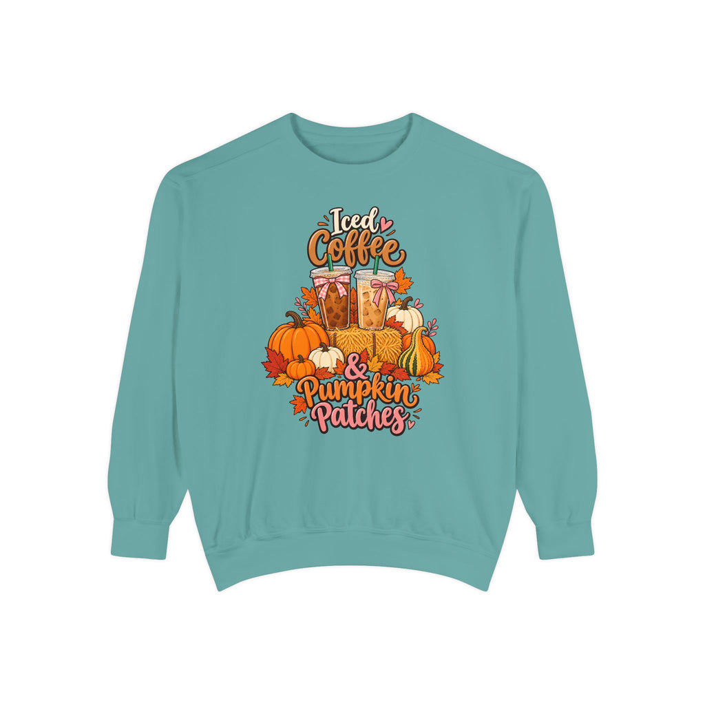 Iced Coffee & Pumpkin Patches Sweatshirt – Seafoam