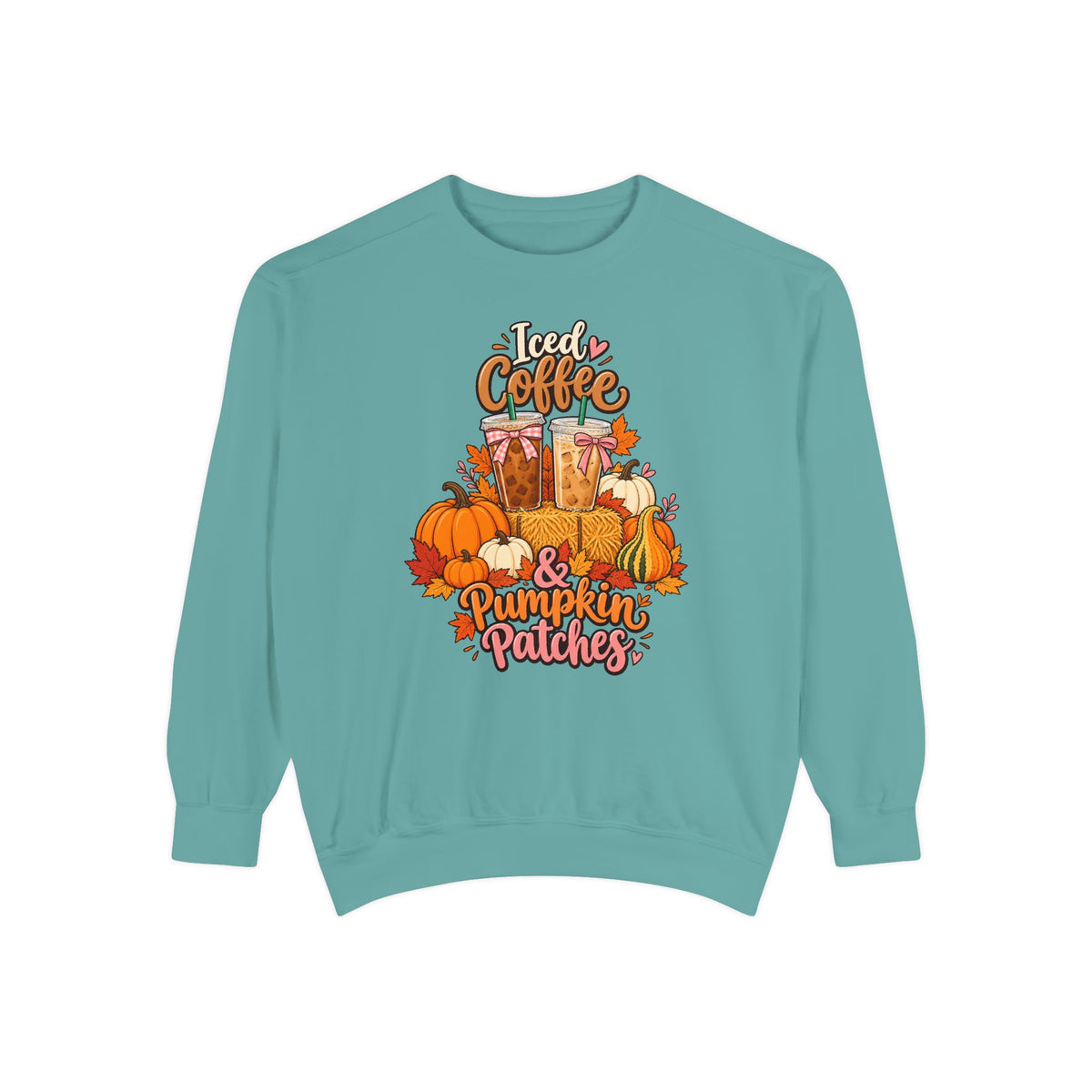 Iced Coffee & Pumpkin Patches Sweatshirt – Seafoam