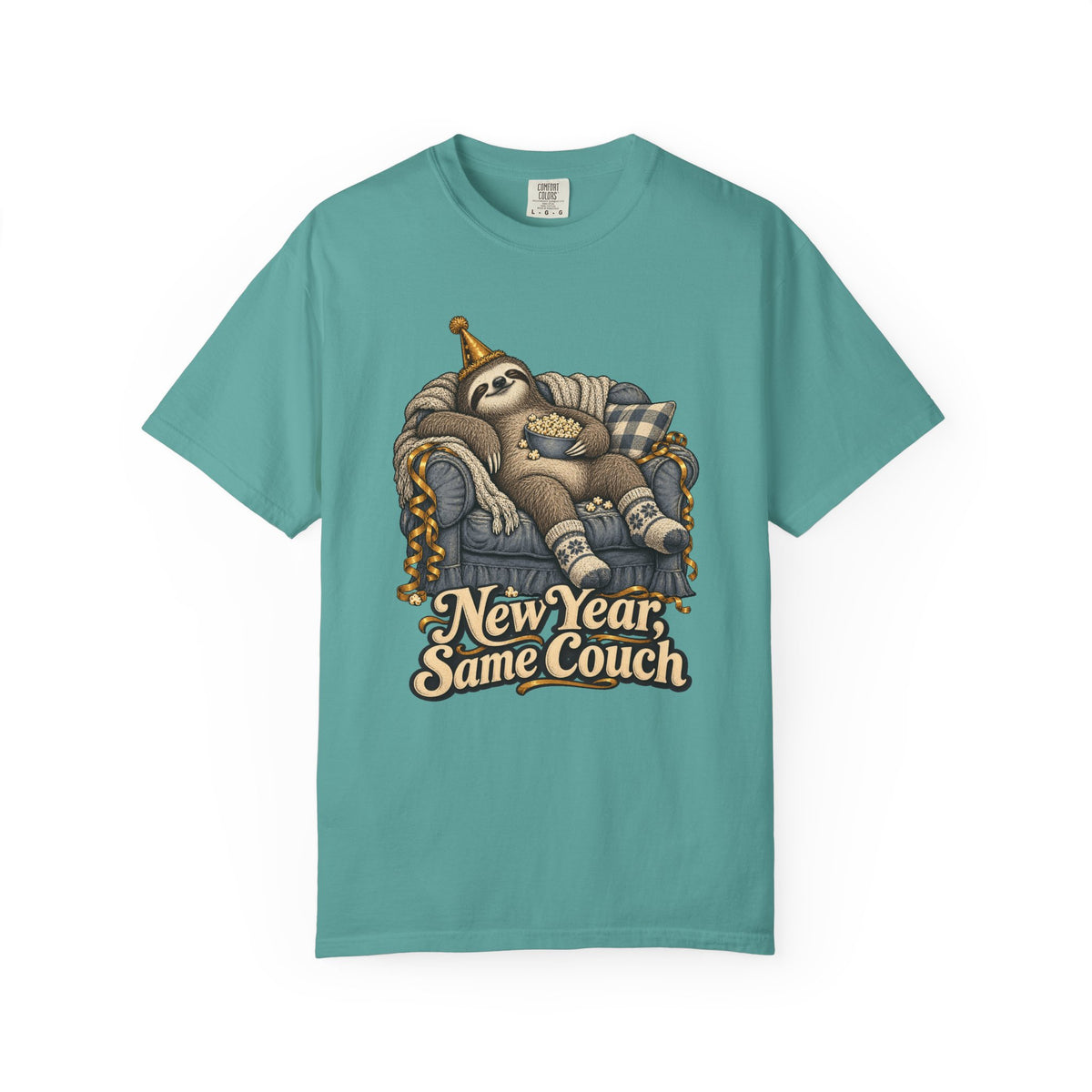 New Year, Same Couch T-Shirt – Seafoam