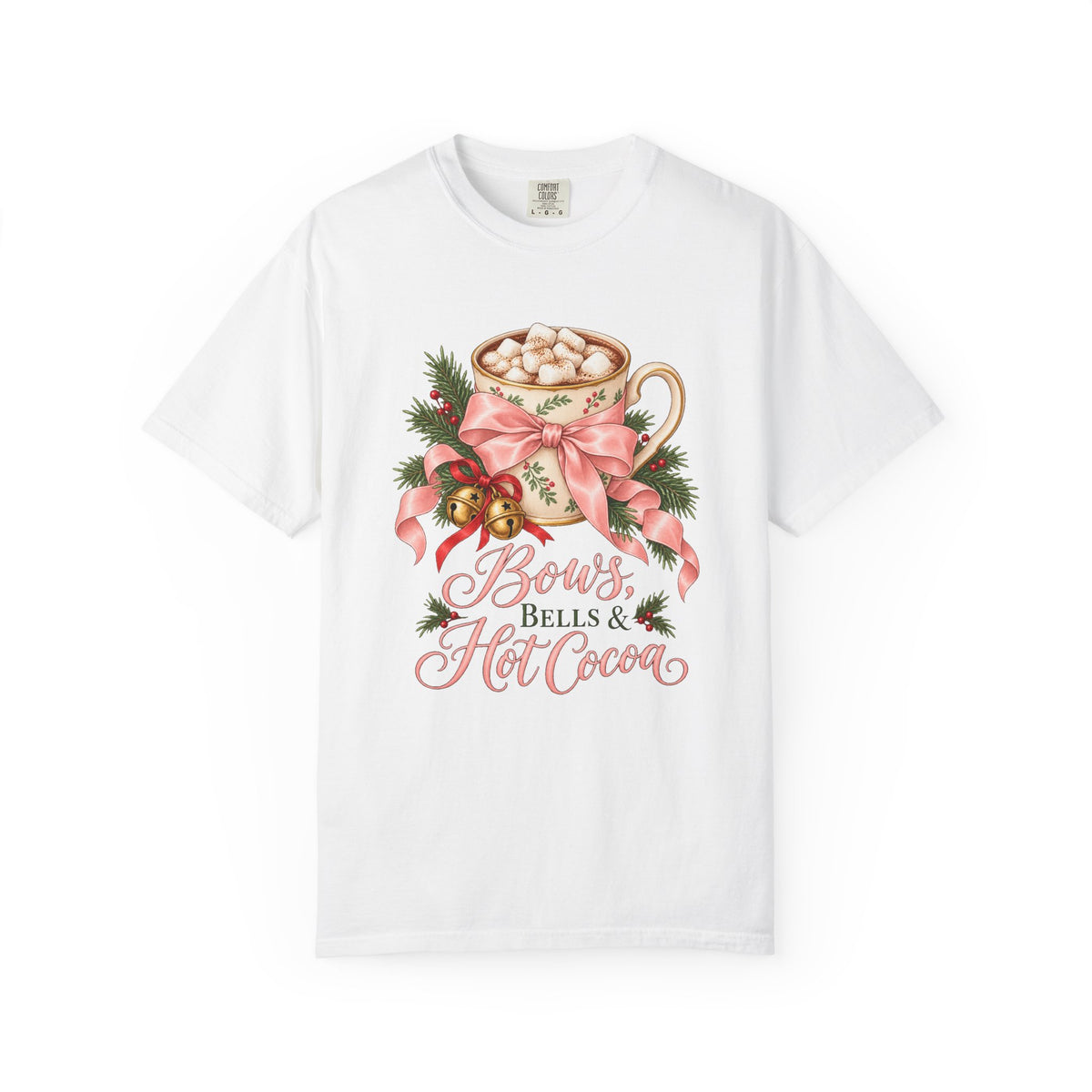 Bows, Bells & Hot Cocoa T-Shirt – White