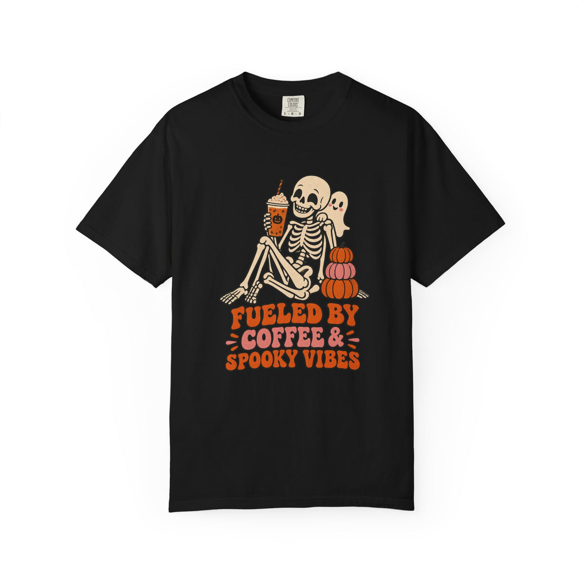 Fueled by Coffee & Spooky Vibes T-Shirt – Black