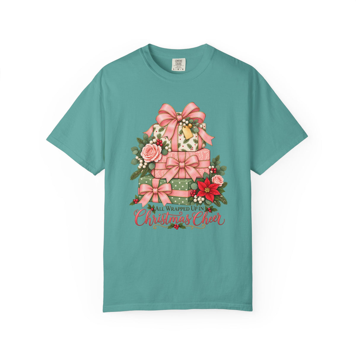 All Wrapped Up in Christmas Cheer T-Shirt – Seafoam