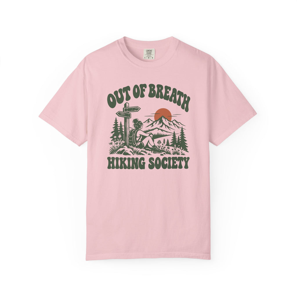 Out of Breath Hiking Society Trail Sign T-Shirt