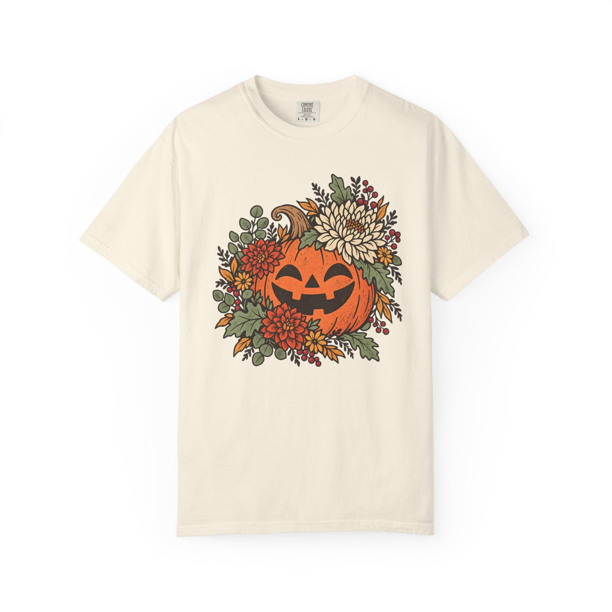 Pumpkin Jack-O'-Lantern Floral T-Shirt – Ivory