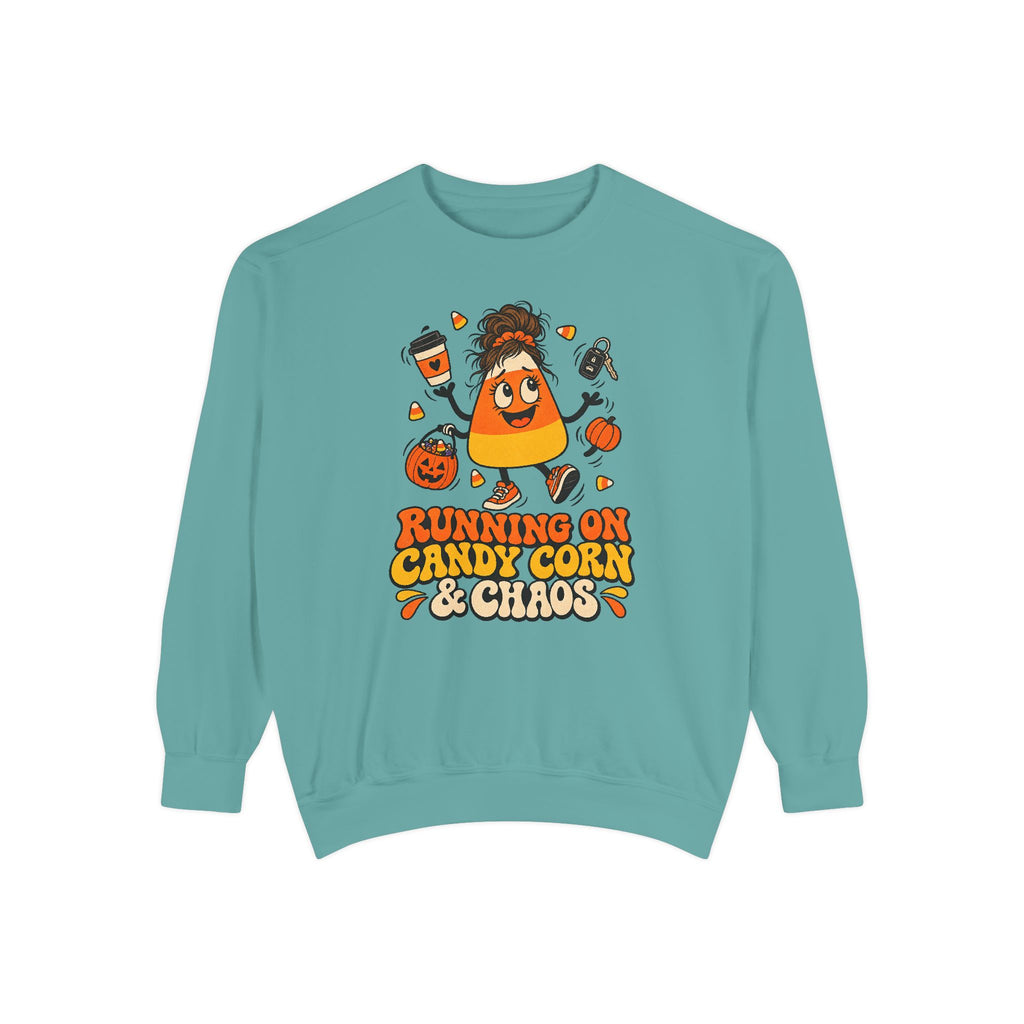 Running on Candy Corn and Chaos Sweatshirt – Seafoam