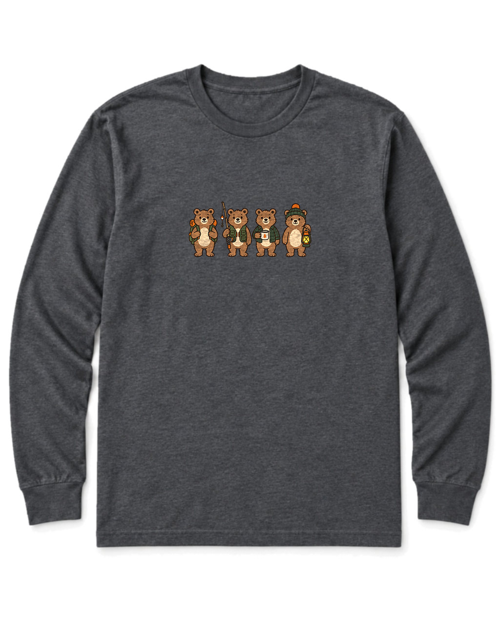 Bear Crew Long Sleeve Shirt - Dark Heather