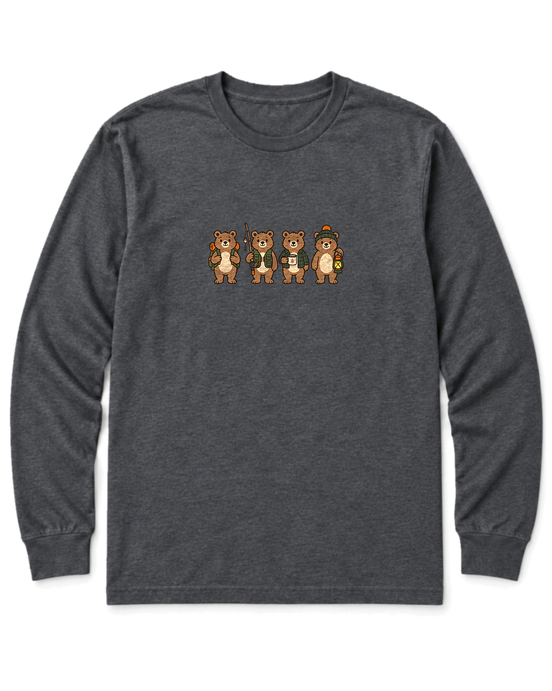 Bear Crew Long Sleeve Shirt - Dark Heather