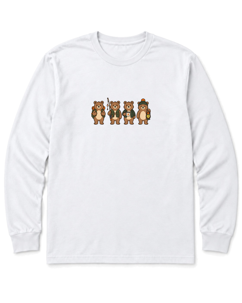 Bear Crew Long Sleeve Shirt - White