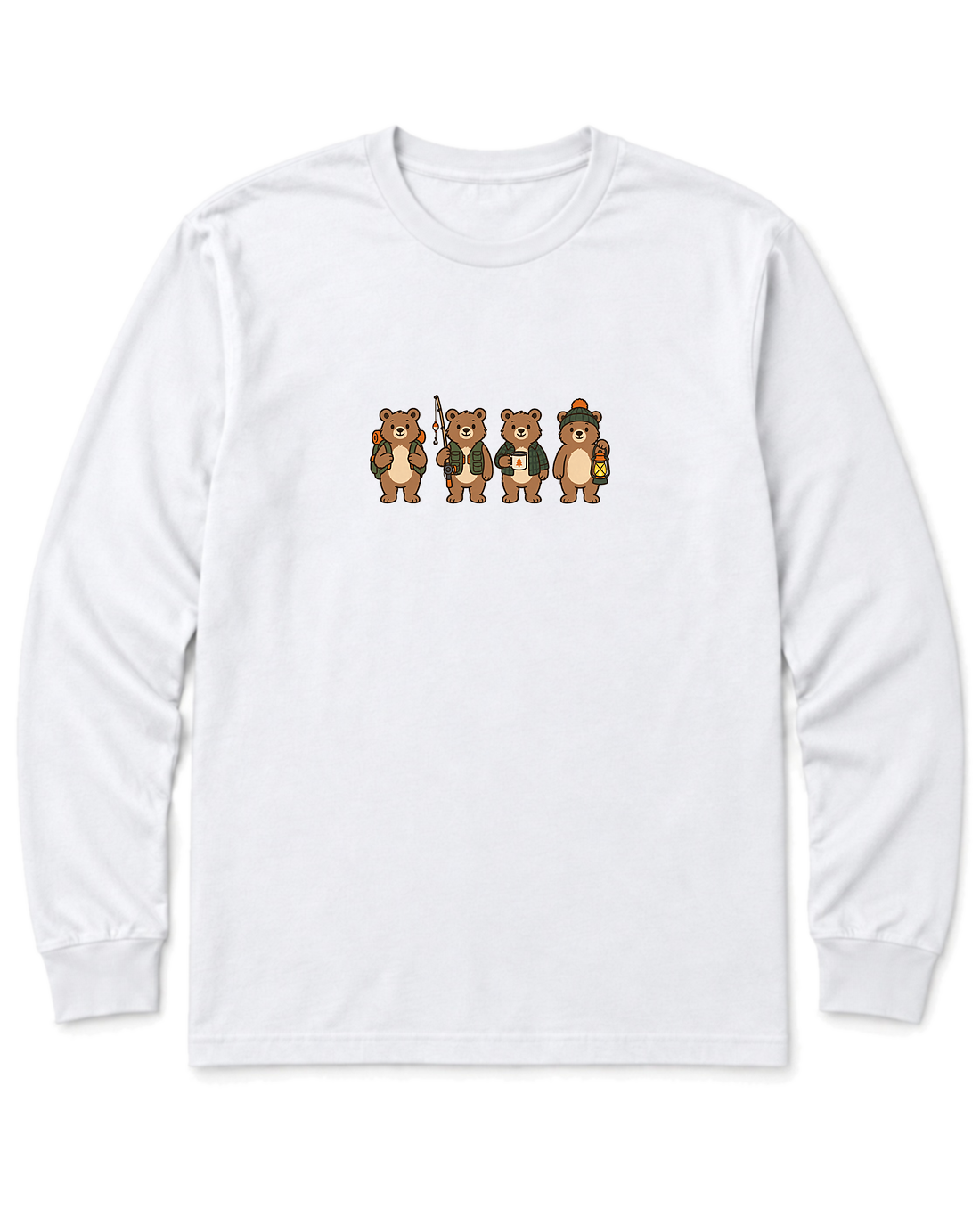 Bear Crew Long Sleeve Shirt - White