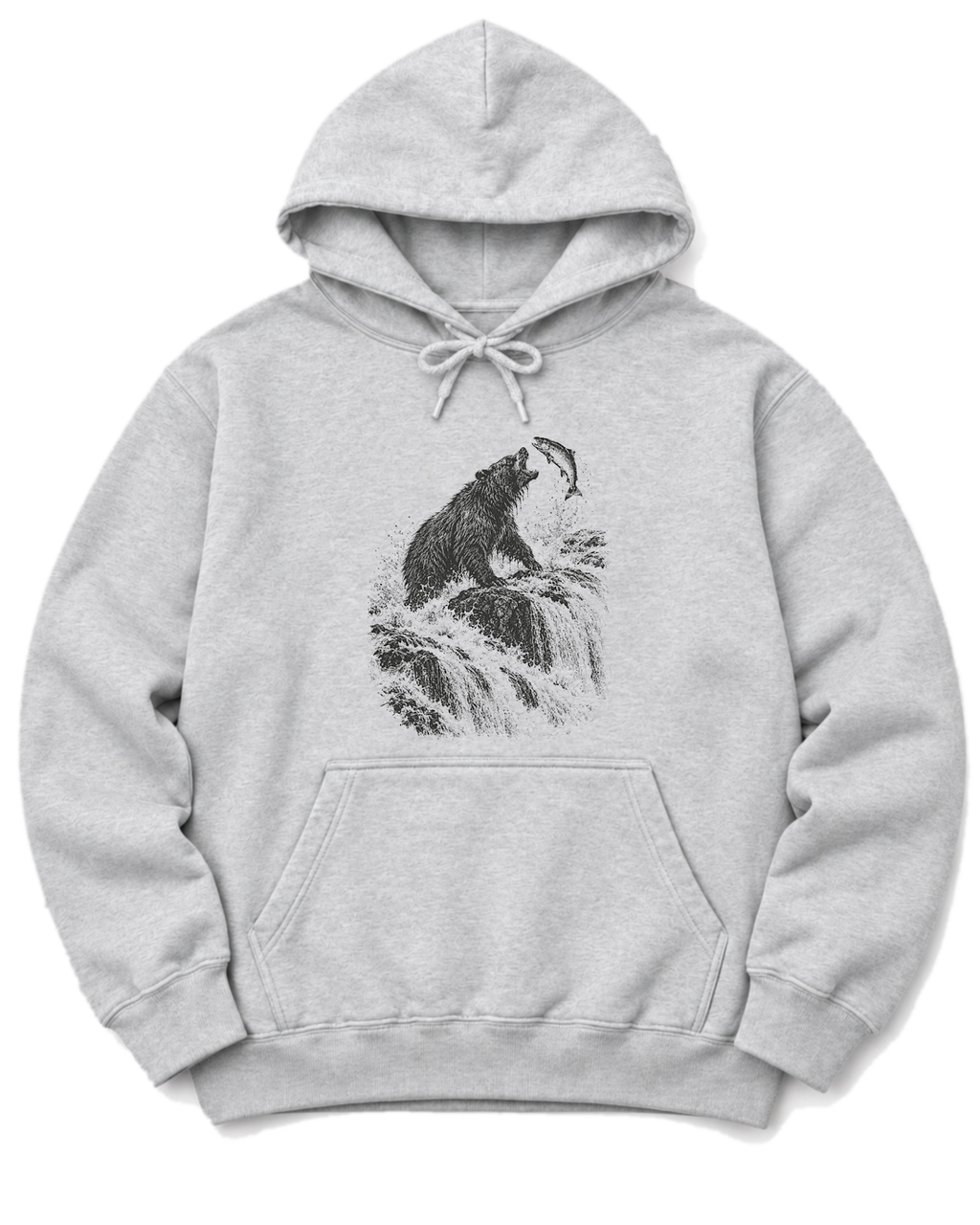 Bear at the Falls Hoodie - Ash