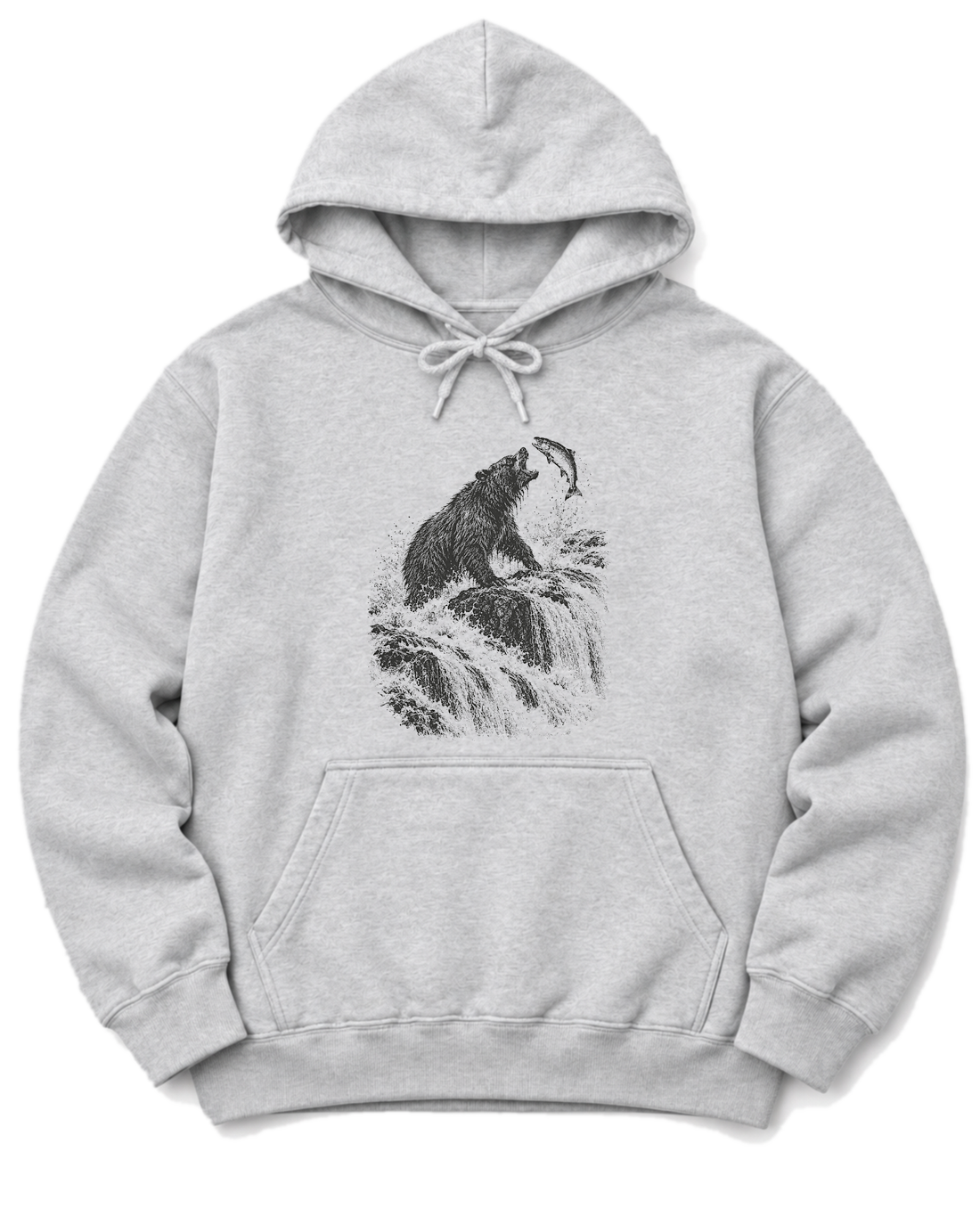 Bear at the Falls Hoodie - Ash