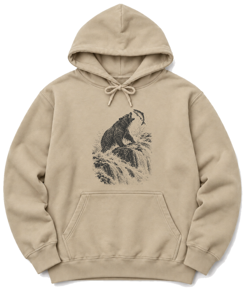 Bear at the Falls Hoodie - Sand