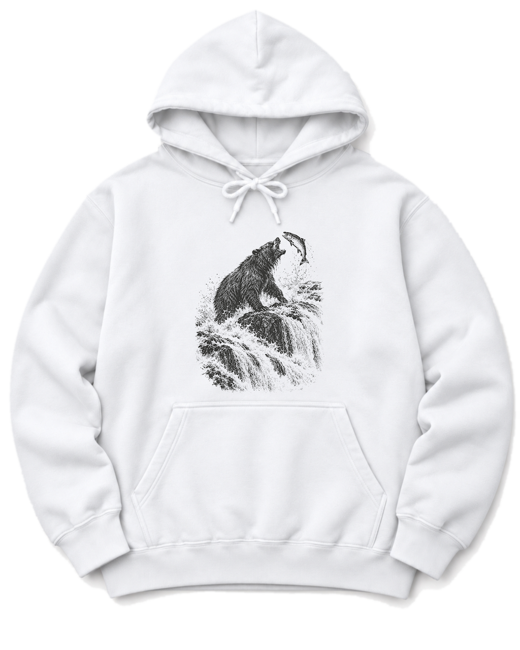 Bear at the Falls Hoodie - White