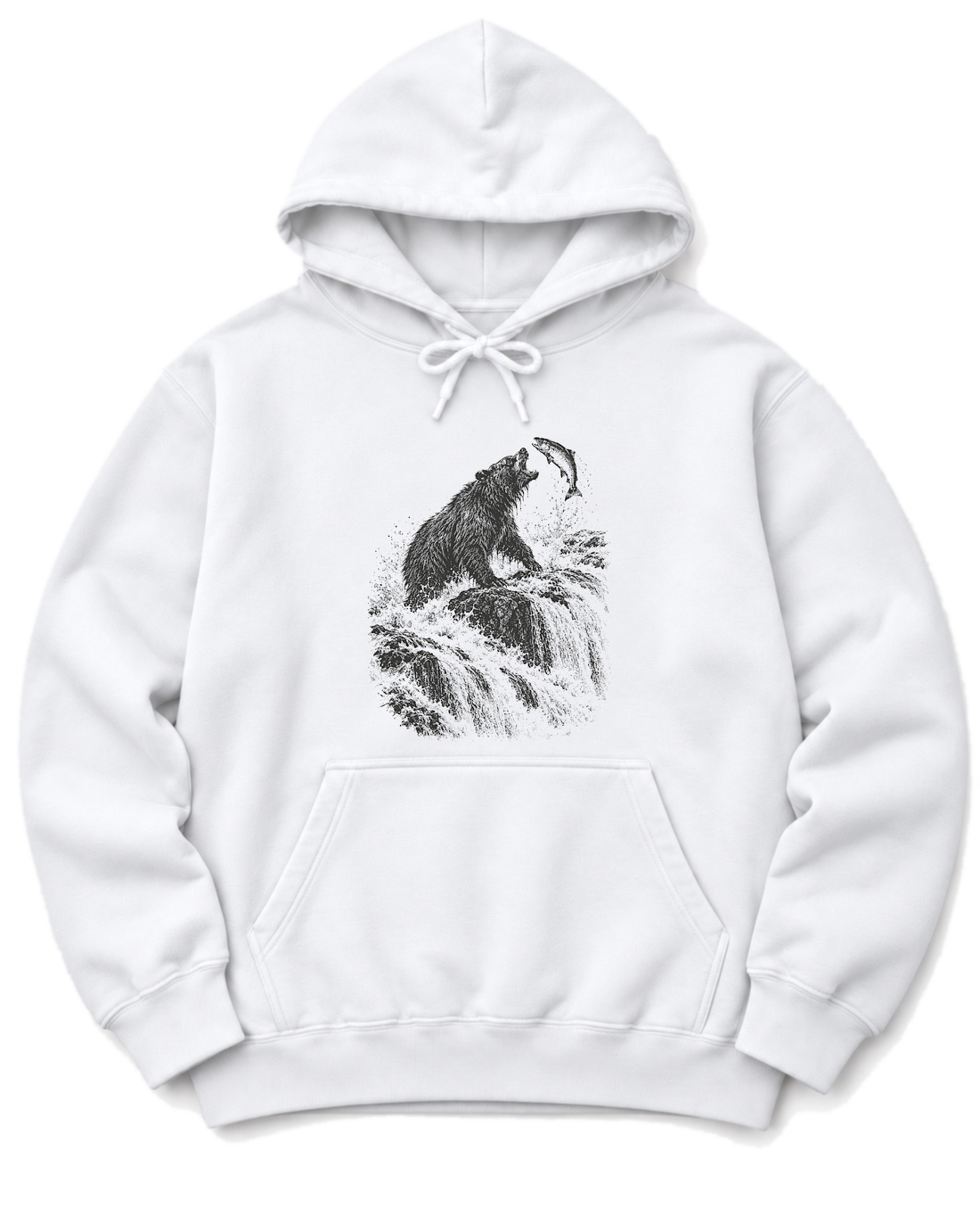 Bear at the Falls Hoodie - White