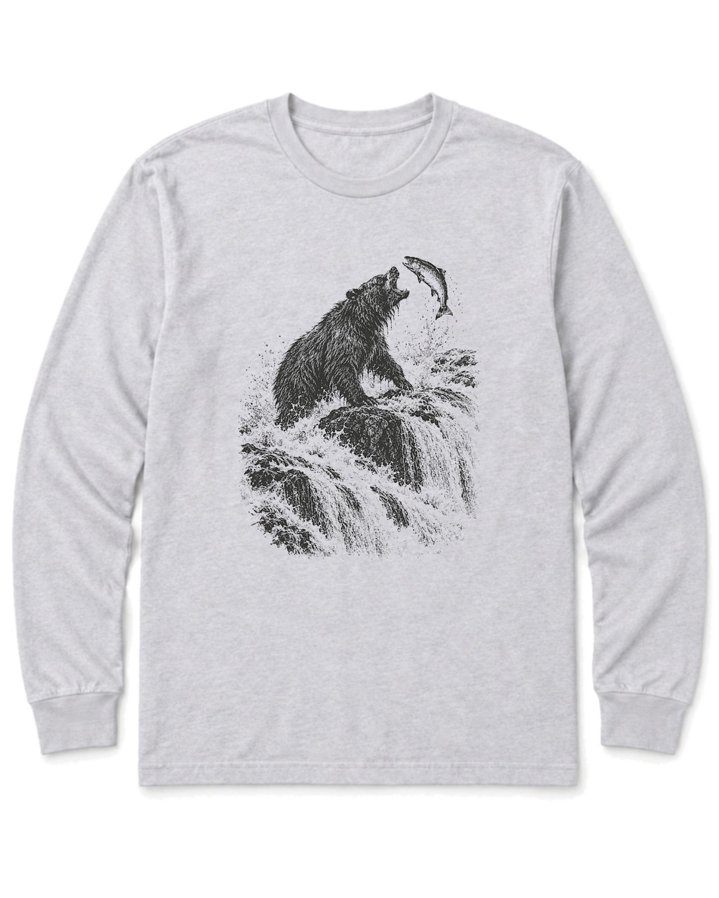 Bear at the Falls Long Sleeve Shirt - Ash