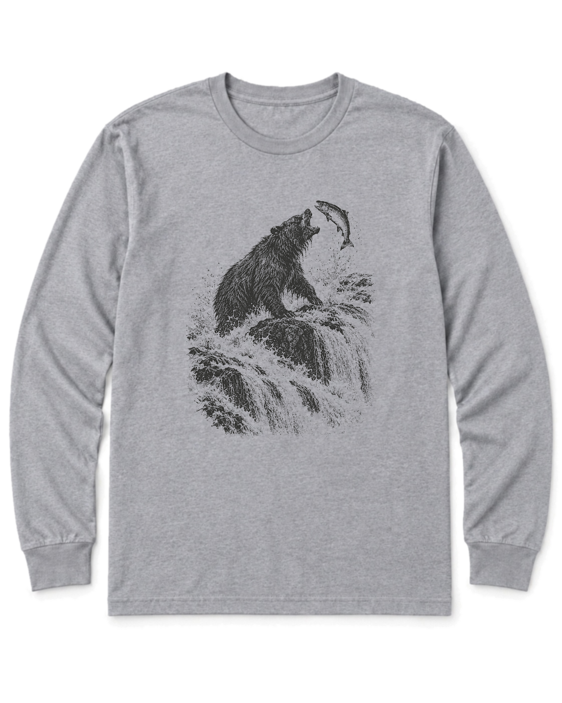 Bear at the Falls Long Sleeve Shirt - Sport Grey
