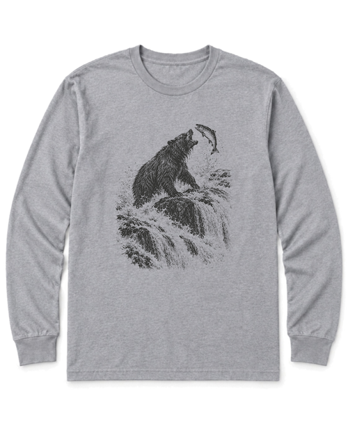 Bear at the Falls Long Sleeve Shirt - Sport Grey