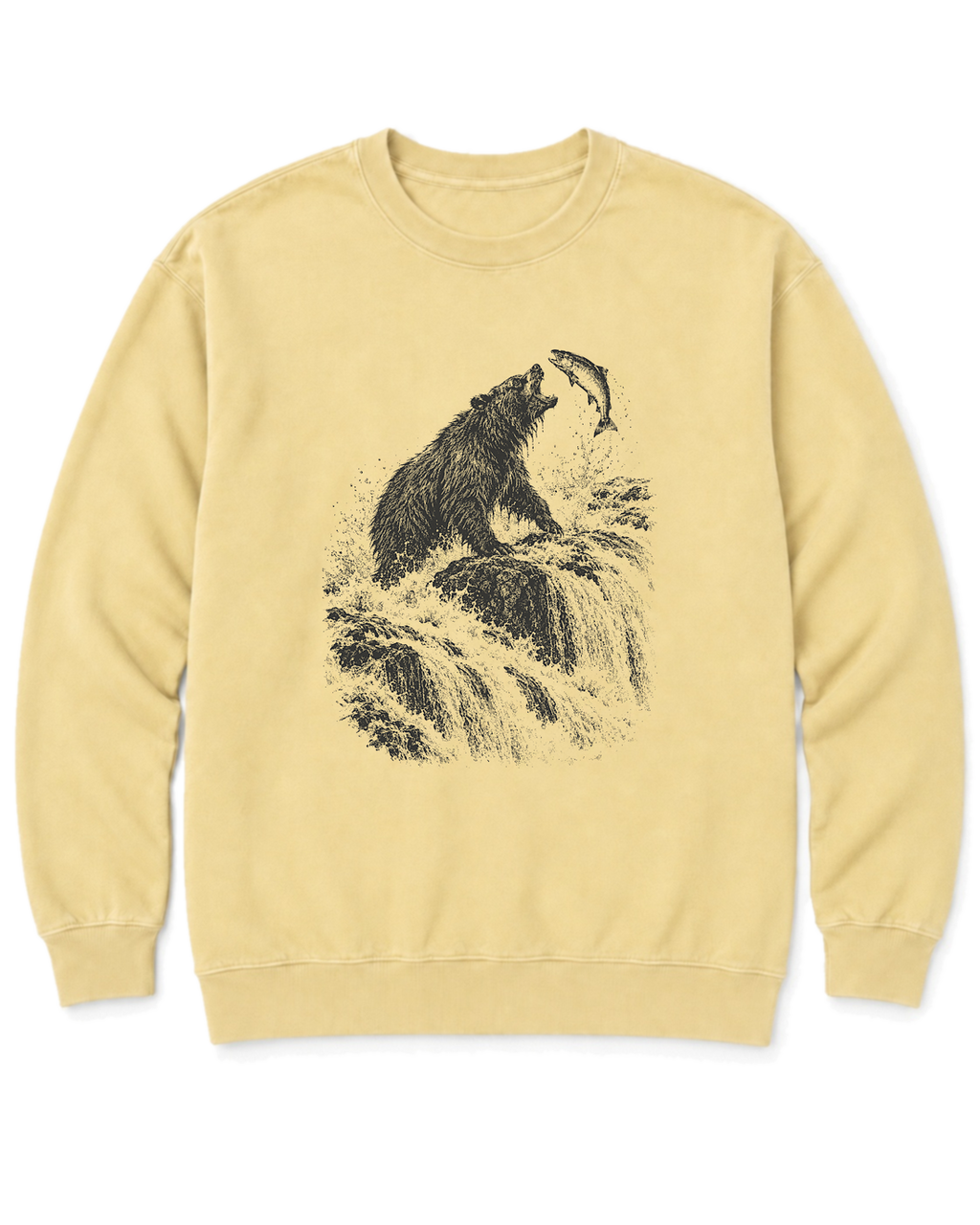 Bear at the Falls Sweatshirt - Butter