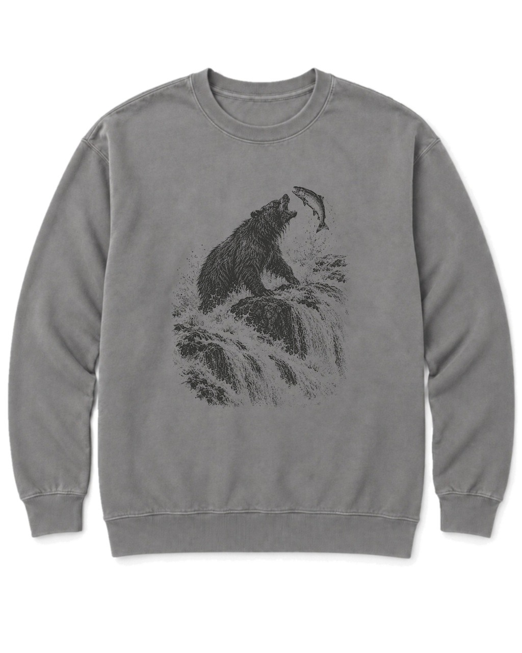 Bear at the Falls Sweatshirt - Grey