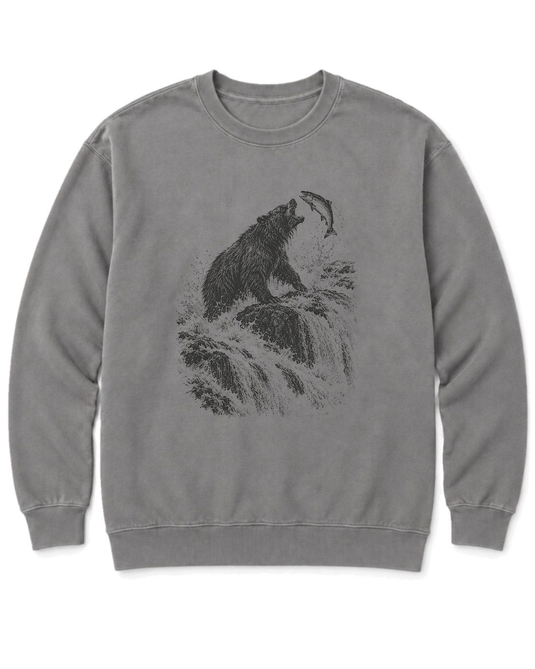 Bear at the Falls Sweatshirt - Grey