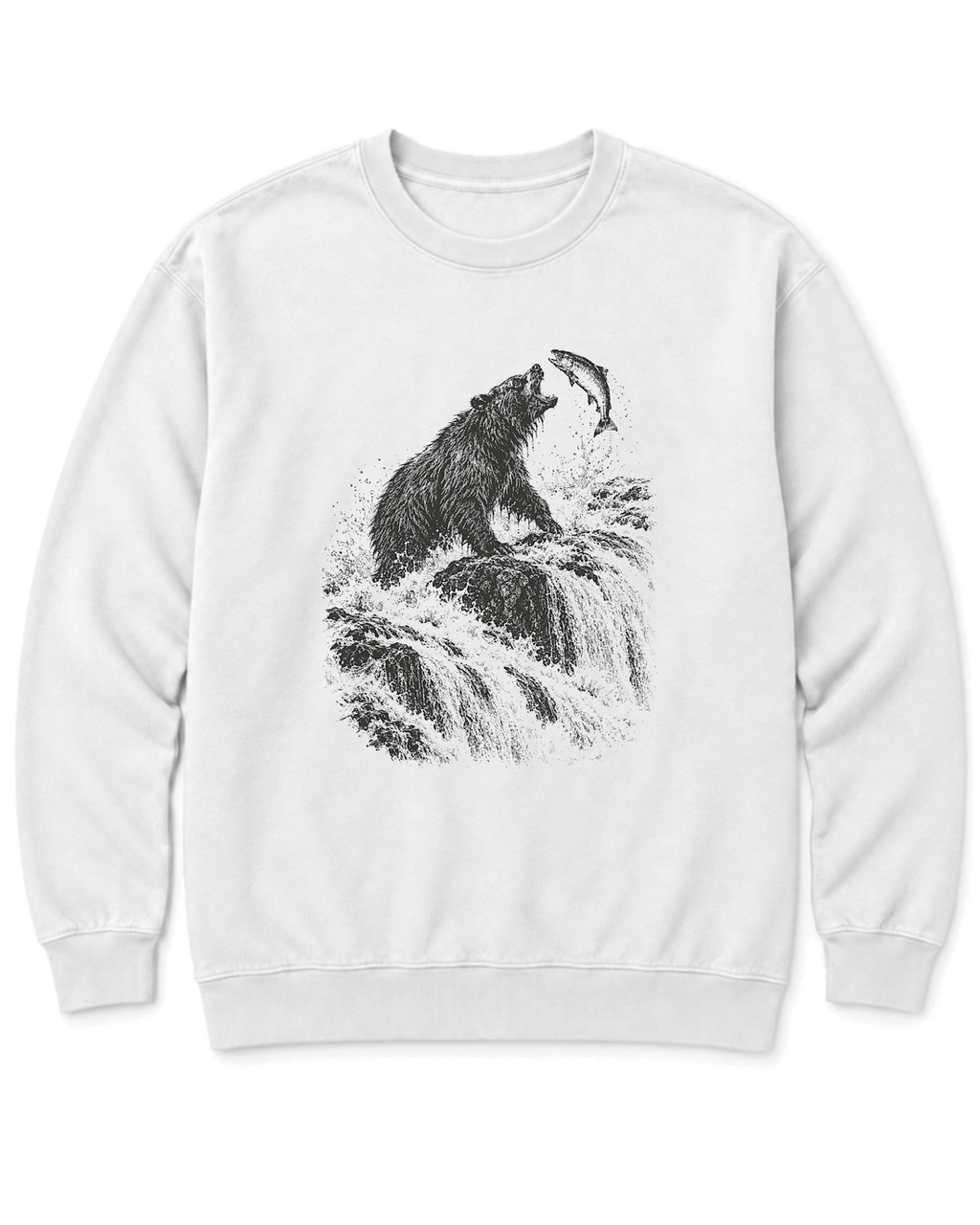 Bear at the Falls Sweatshirt - White