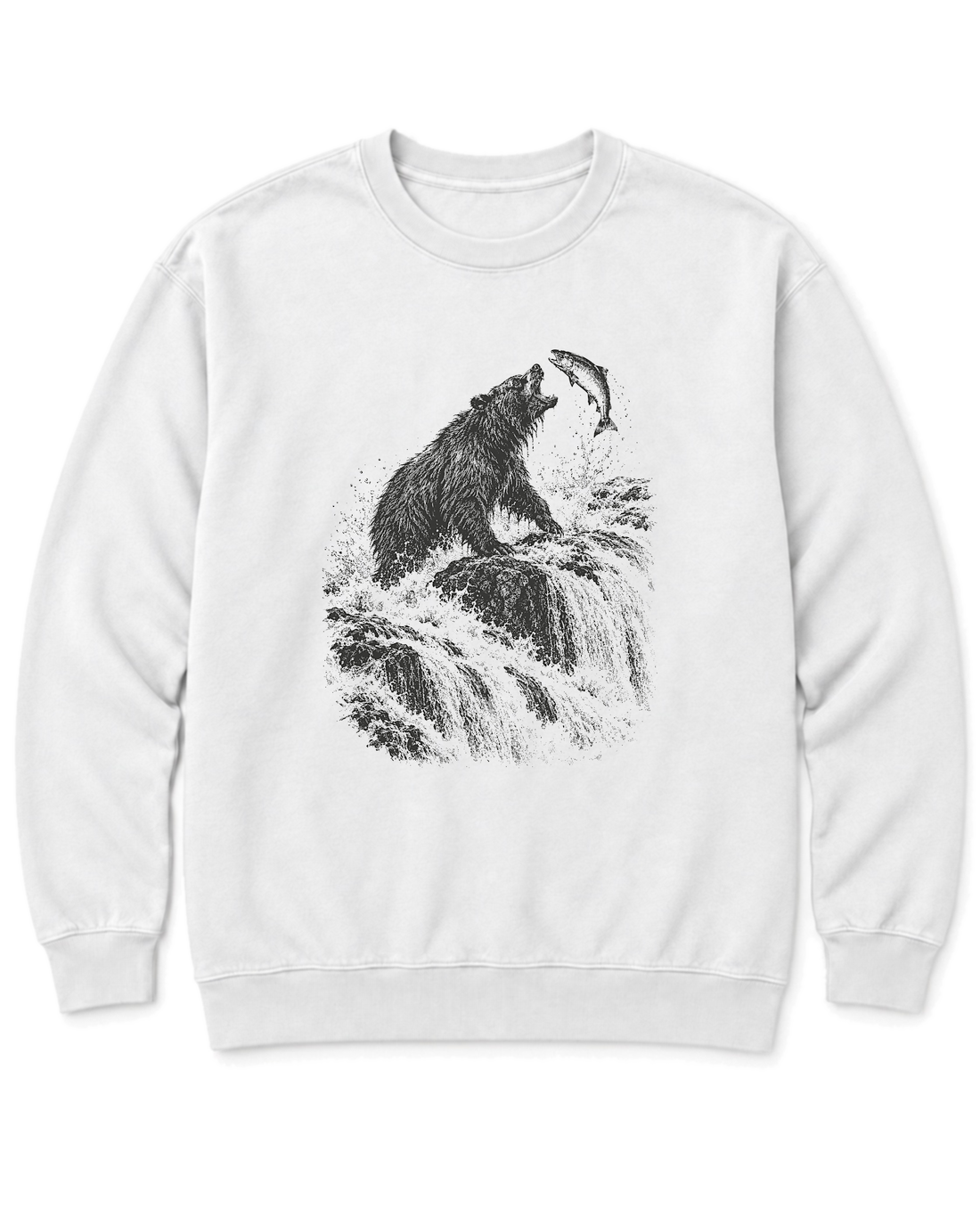 Bear at the Falls Sweatshirt - White