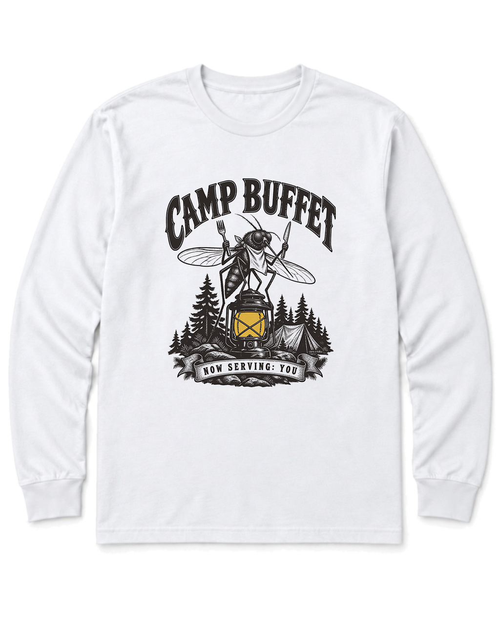 Camp Buffet Long Sleeve Shirt - White