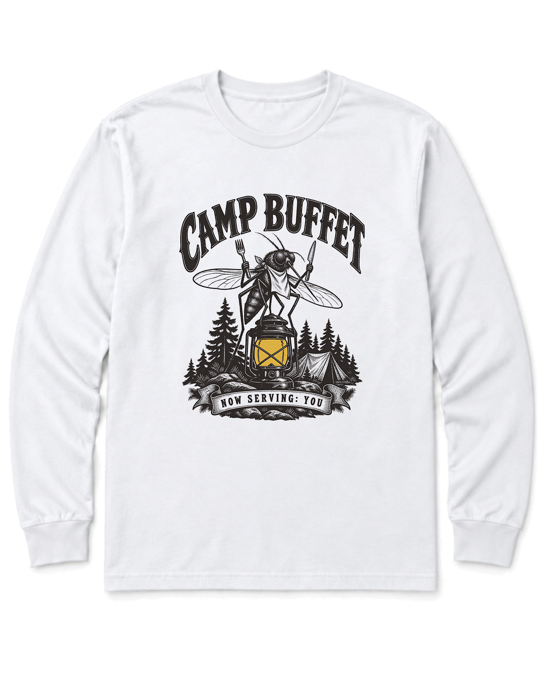 Camp Buffet Long Sleeve Shirt - White