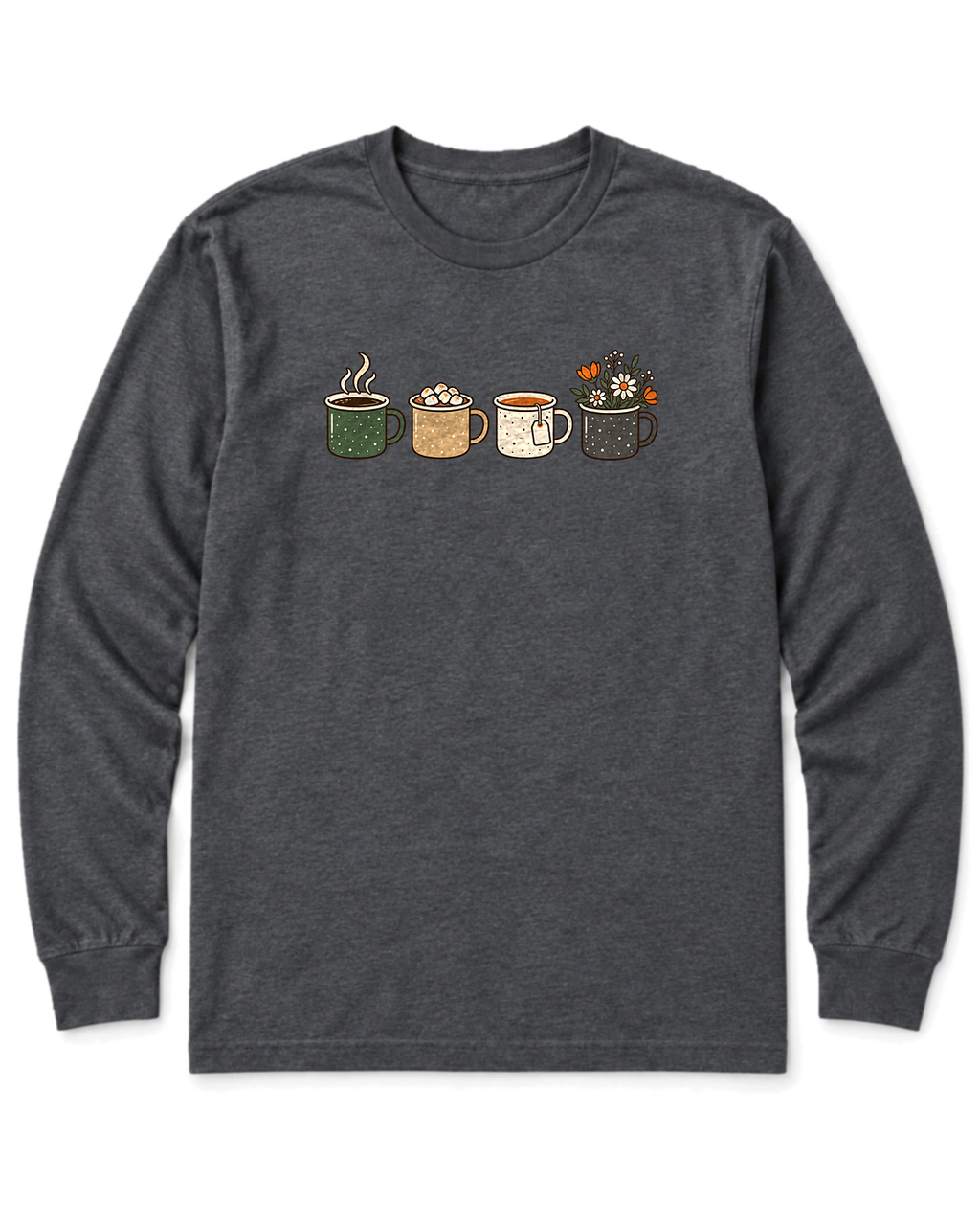 Camp Mugs Long Sleeve Shirt - Dark Heather