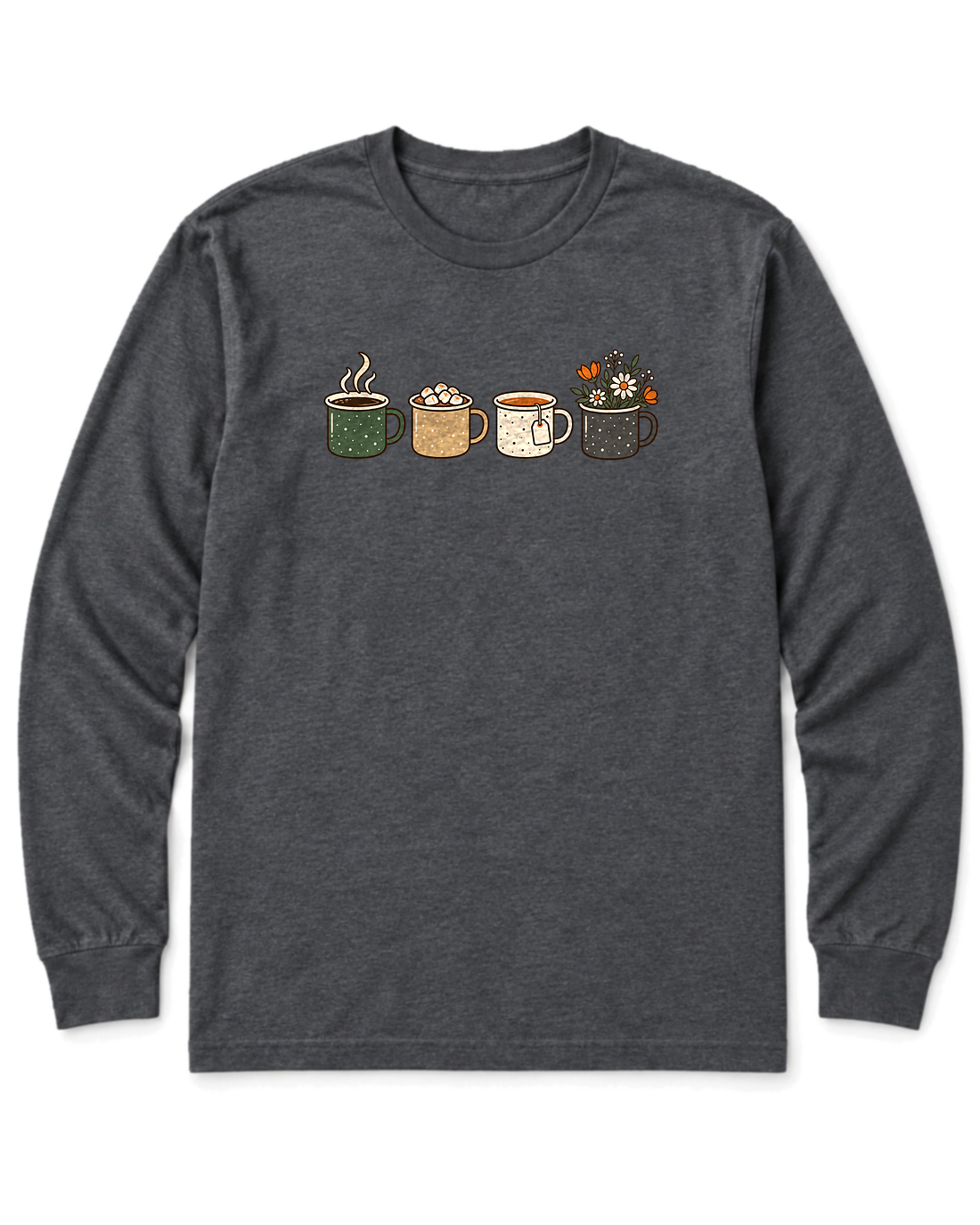 Camp Mugs Long Sleeve Shirt - Dark Heather