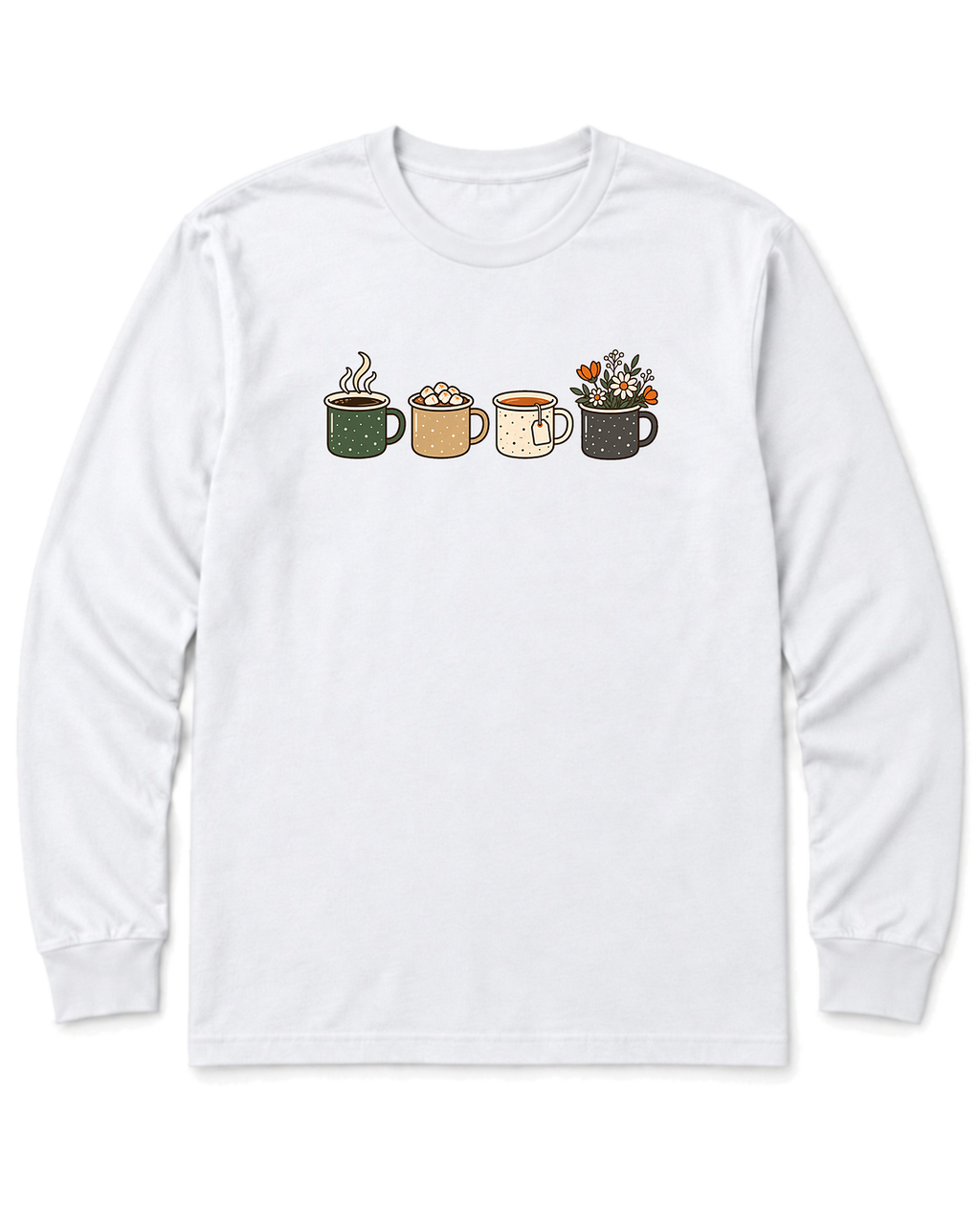 Camp Mugs Long Sleeve Shirt - White