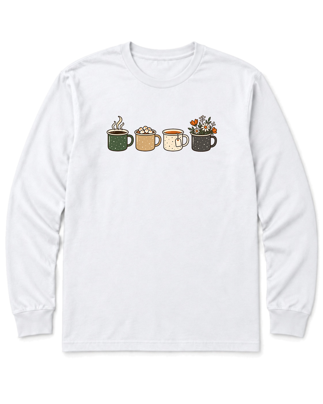 Camp Mugs Long Sleeve Shirt - White