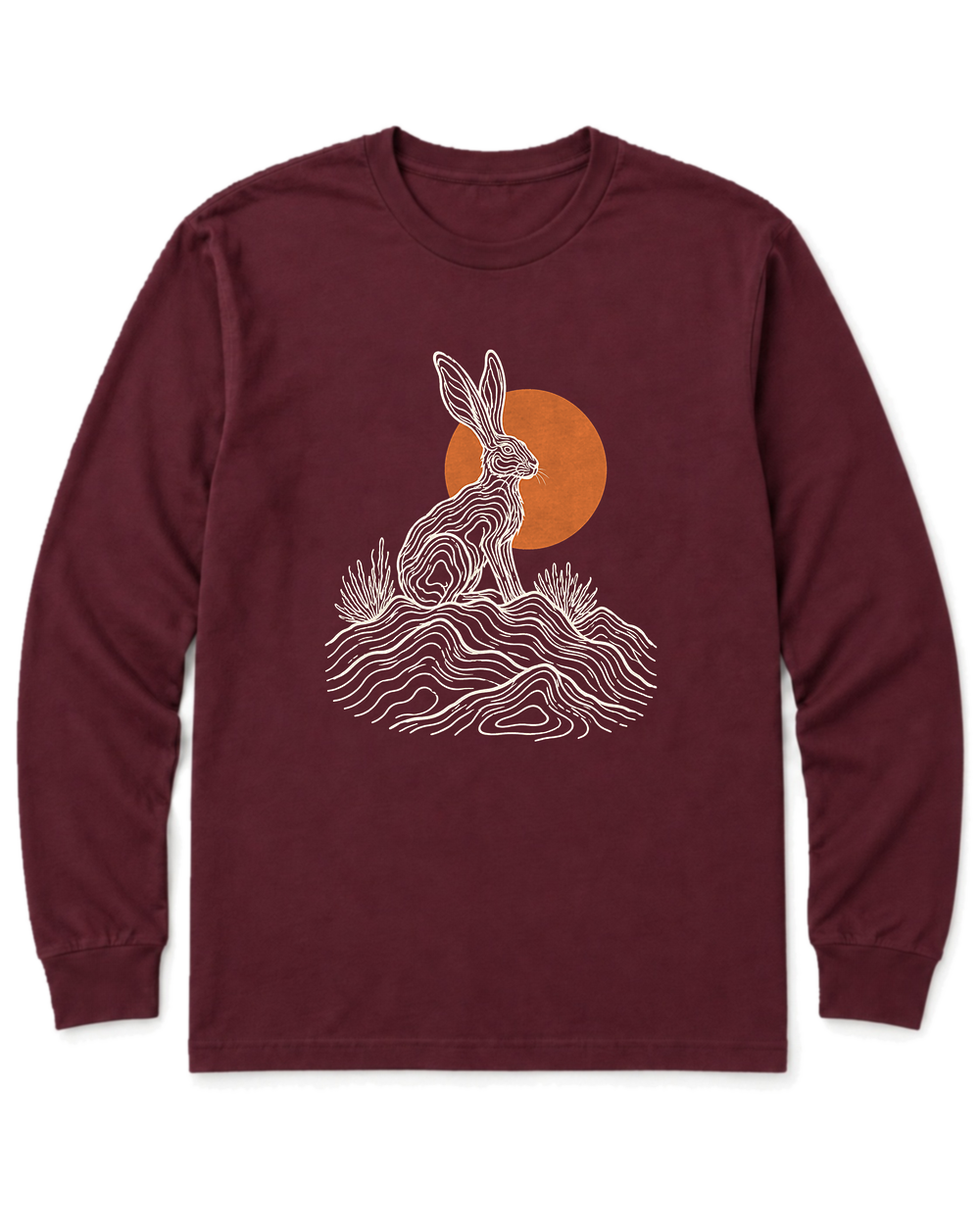 Desert Jackrabbit Long Sleeve Shirt - Maroon