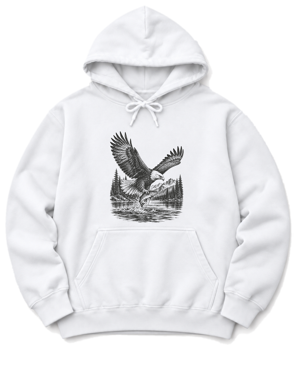 Eagle and Trout Hoodie - White